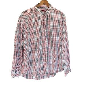 Alfani Fitted Plaid Long Sleeve Button Down Plaid Casual Button Down Shirt Sz L
